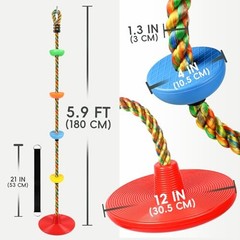 Rope Swing for Tree Disc Swings Tree Swing for Kids Single Disc Red Disc Swing