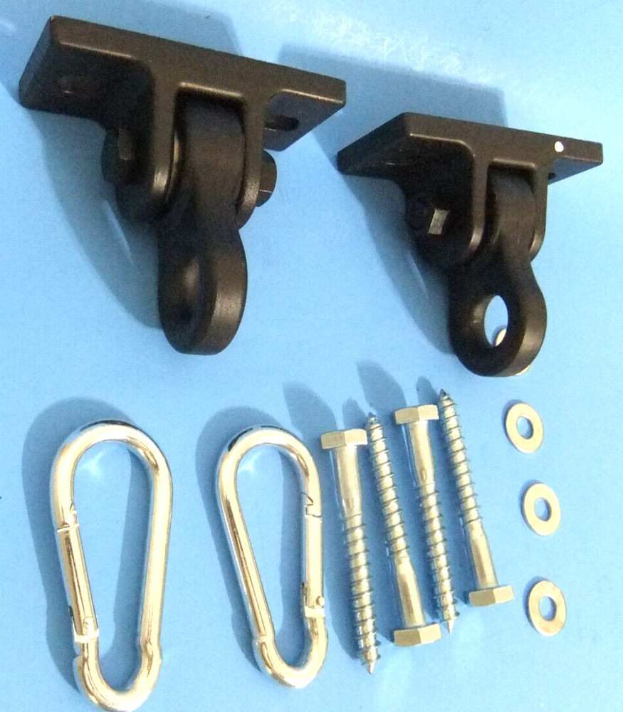 2 Pair Heavy Duty Swing Hangers 2400 lb Indoor Outdoor & Hanging Snap Hooks Tool