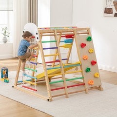 9in1 Foldable Kids Climbing Frame & Slide Wooden Toddler Ages 3+ 176LBS Capacity