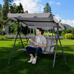 Outdoor Swing Seat Replacement Cover 3 Seater Waterproof Oxford Fabric Gray