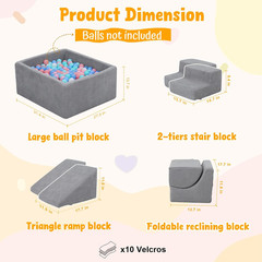 Baby Climbing Blocks with Ball Pit,6Pcs Foam Climbing Toys for Toddlers 1-3 Insi
