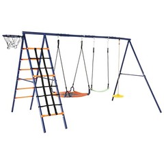550lbs Playground Metal Swing Set Heavy Duty with Slide Outdoor Play for Kids US