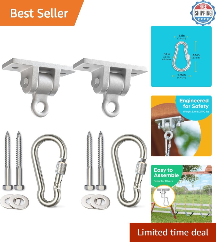 Quiet Heavy Duty Swing Hangers – 2 Pack Indoor/Outdoor for Aerial Yoga & Play