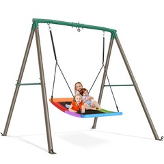Trekassy 440lbs Heavy Duty A-Frame Metal Swing Set with 60″ Large Platform Swing