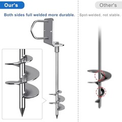 30″ Heavy Duty Screw in Ground Anchors Kit, 3″ Spiral Windproof Earth Anchors