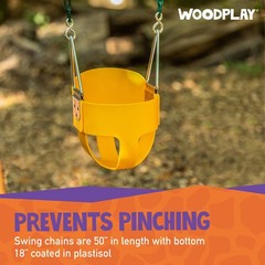 Jack & June Yellow High Back Full Bucket Playset Toddler Swing with Plastisol…