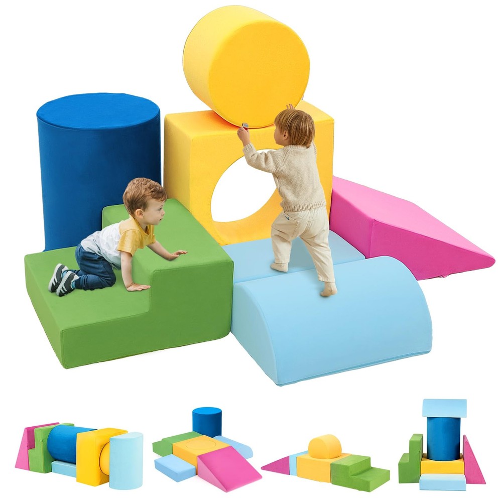 Toddler Climbing Toys Indoor, 7-Piece Colourful Foam Climbing Blocks, Soft Pl…