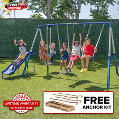 Arcadia Metal Swing Set with Trapeze 2 Person Glider Swing Great for Kids 3-8