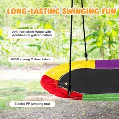 60″ Saucer Swing w/ LED Lights 700 LBS Platform Tree Swing w/ Adjustable Ropes