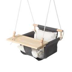 Toddler Swing, High Back Baby Swing with Detachable Tray (Grey)