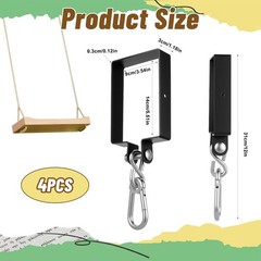 4Pcs Heavy Duty Swing Hanger 180° Steel Swing Set for Wooden Sets Snap Hooks …