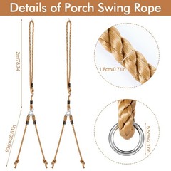 2 Pack Porch Swing Rope Kit Swing Bed Straps Holds 800 lbs Adjustable Polypro