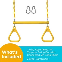 Outdoor Playground Upgrade: 18″ Trapeze Swing Bar with Heavy Duty Chains