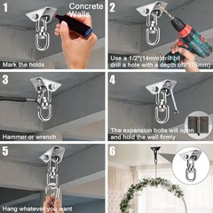Hammock Hanging Kit,Hanging Chair Hardware 360°Rotating 1000 lb Capacity Ha