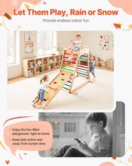 VEVOR Indoor Playground Jungle Gym 4-in-1 Wooden Indoor Playground Playset