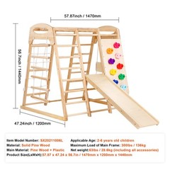 VEVOR Indoor Jungle Gym 7-in-1 Toddler Indoor Playground Wooden Climbing Toys L