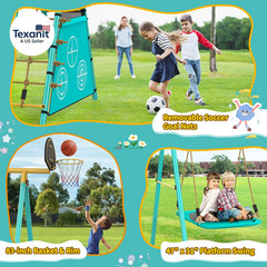 Swing Set for Backyard, Heavy-Duty Metal Swing Sets for Kids with 2 Swings, Clim