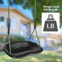 550LBS Heavy-Duty Outdoor Tree Swing for Adults/Kids w/ Adjustable Ropes, Black