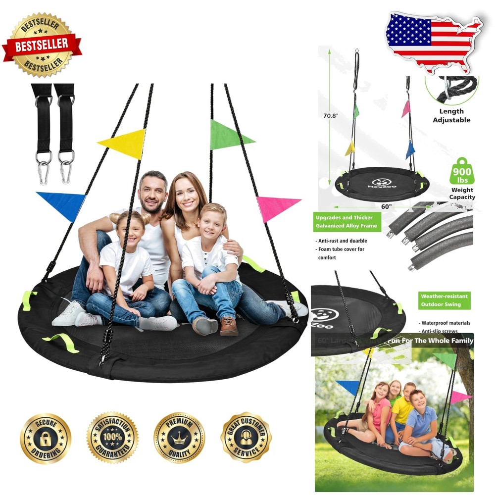 Giant 60 Inch Saucer Swing, Supports 900lbs, All Family Outdoor Play