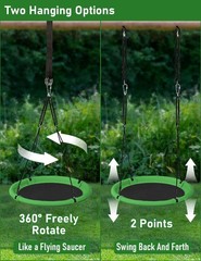 24 Inch Saucer Tree Swing Set for Kids & Adults, Adjustable Flying Swing Seat…