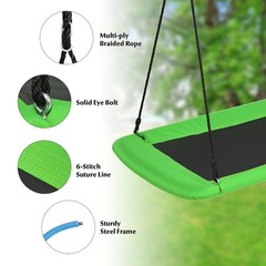 60″ Kids Giant Tree Rectangle Swing 700 lbs w/ Adjustable Hanging Ropes Green