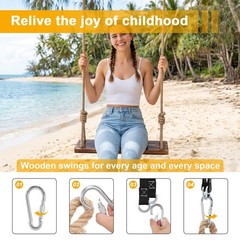 Wooden Swing Seat, Outdoor Wood Swing for Kids, Tree Swing for Adults 250 lbs
