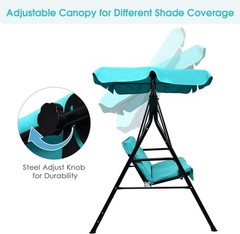 2 Person Turquoise Outdoor Swing with Canopy