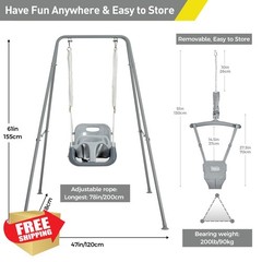 FUNLIO 2-in-1 Toddler Swing Set Gray