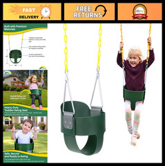 Heavy-Duty High Back Toddler Swing Seat with Coated Chains – Fully Assembled Gre