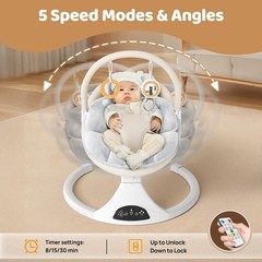 Electric Baby Swing with Remote Control – 5 Natural Motion Speeds, Detachable…