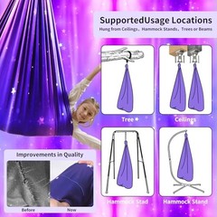 Sensory Swing for Kids Indoor & Outdoor Double Layer Therapy Cuddle Purple