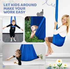 Columpio sensorial infantil ajustable, hamaca terapéutica para interior azul