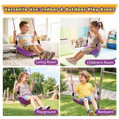 Heavy Duty Kids Swing Seat with 79″ Adjustable Rope, 330 lbs Capacity Swing S…