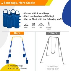 Foldable Swing Stand for Kids with 4 Sandbags, Heavy Duty Metal A-Frame Indoo…