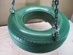 LARGE Green Plastic Tire Swing Swing Set Seat with Coated Chain