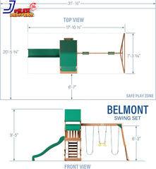 Belmont Cedar Wood Swing Set with Wave Slide Rock Wall Ladder Outdoor Playset