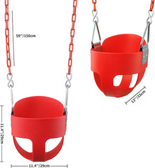 Toddler Swing, 59″ Coated Heavy-Duty Iron Chains Baby Swing Outdoor, High Back F