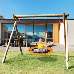 40 Inches Saucer Tree Swing Flying Circle Seat with Adjustable Ropes Yellow