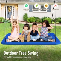 Goplus 700lbs Giant 60″ Platform Tree Swing Outdoor w/ 2 Hanging Strap Blue