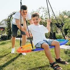 750lbs 40″ Spider Web Saucer Tree Swing for Kids Adults, Outdoor Net Rainbow