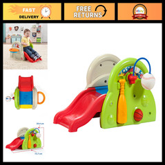 Toddler Sports Playset Activity Center – Indoor/Outdoor Slide, Bat & Balls, Dura