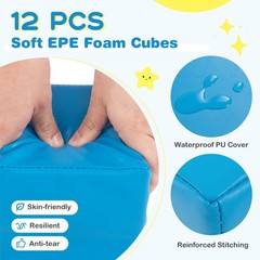12 PCS Foam Building Blocks 5.5″ x 5.5″ Colorful Climbing Foam Soft Cubes