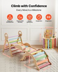 VEVOR Pikler Triangle Set 9-in-1 Toddler Climbing Toys with Xylophone Rainbow