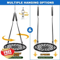 Odoland Black 43in Spider Web Tree Swing