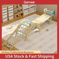 Ramp Arch And Ladder Attach To 4-in-1 Wooden Climbing Frame Triangle Indoor Set,