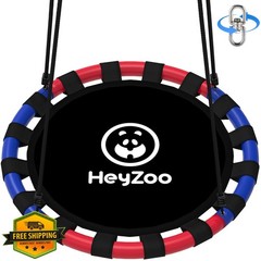 HeyZoo 40 Inch Saucer Swing Blue Red 360 Swivel Backyard Toy
