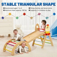 Pikler Triangle Set, Climbing Toy for Kids, Foldable Indoor Playground Climber