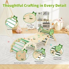 Pikler Triangle Climbing Set, 7-in-1 Foldable Wooden Toddler Climbing Toys Set