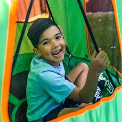 FlyMax Saucer Kids Tree Swing with Tent, Supports up to 1,000 lbs, Green, NEW