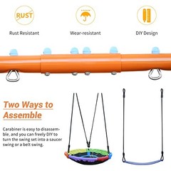 Swing Sets for Backyard with Trampoline 440lbs with Heavy-Duty Blue & Yellow